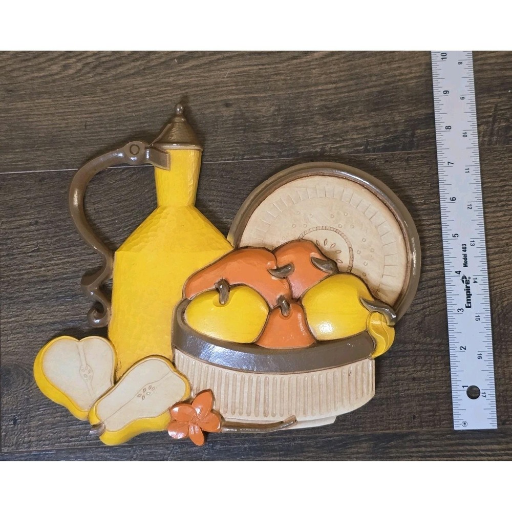 Vintage 1981 Syroco Homco Lemon Wall Plaques 7610 Kitchen Decor Set Yellow Retro - Picture 5 of 12